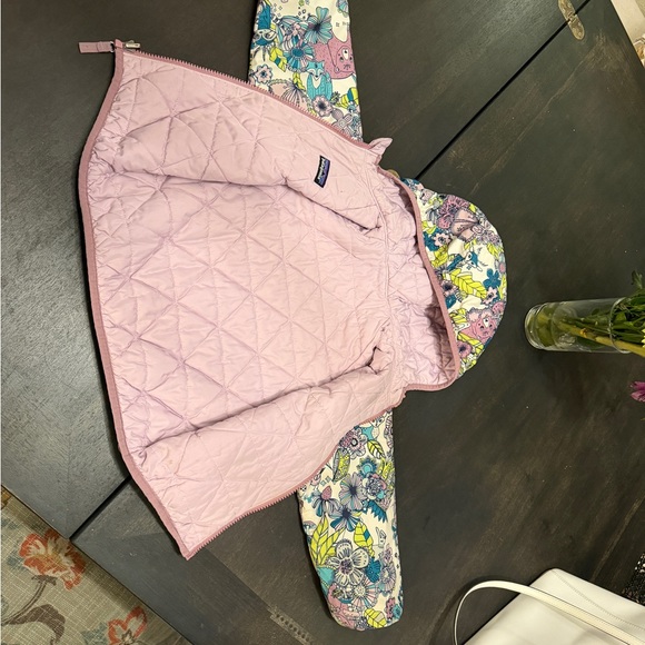 Patagonia Toddler 3T Girls Reversible Quilted Hooded Jacket Floral Pink - Picture 4 of 4